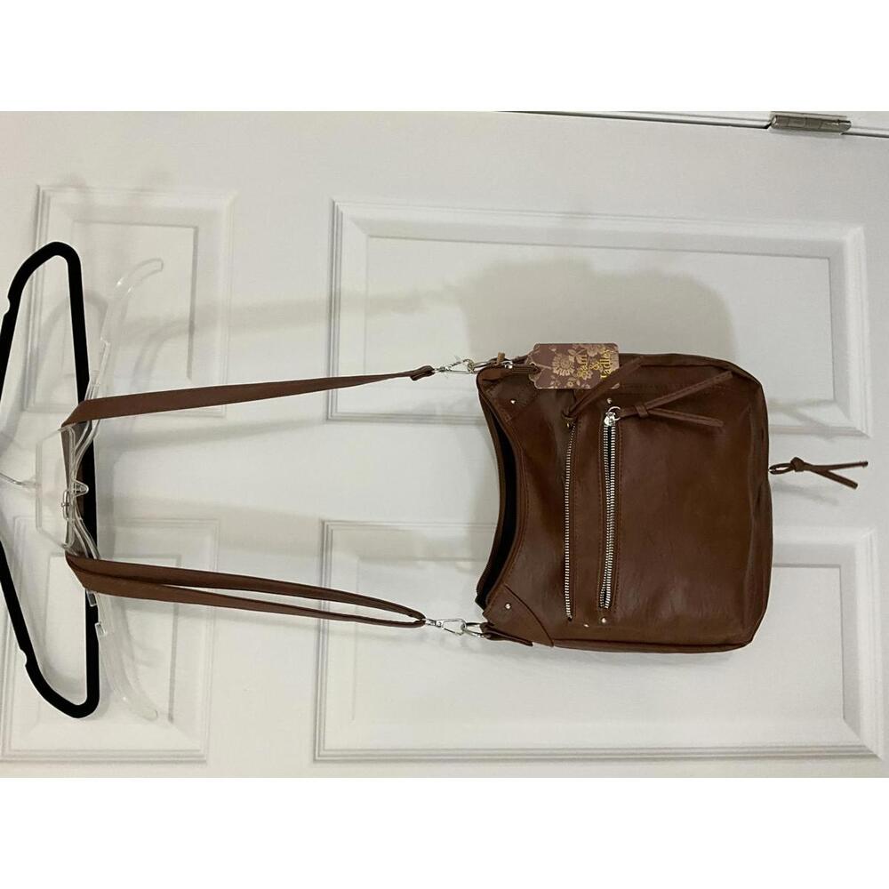 Brown Leather Crossbody Shoulder Bag with Adjustable Strap